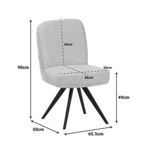 Novo swivel chair, anthracite boucle fabric, black metal legs, 65.5x50x90cm