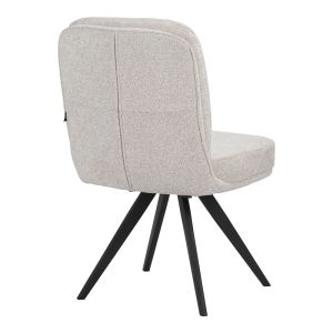 Novo swivel chair, white boucle fabric, black metal legs, 65.5x50x90cm