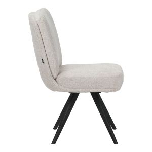 Novo swivel chair, white boucle fabric, black metal legs, 65.5x50x90cm