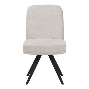 Novo swivel chair, white boucle fabric, black metal legs, 65.5x50x90cm