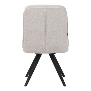 Novo swivel chair, white boucle fabric, black metal legs, 65.5x50x90cm