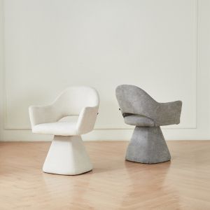 SWIVEL DINING CHAIR SIMA HM18360.01 LINEN FABRIC IN GREY 64X61X84.5CM