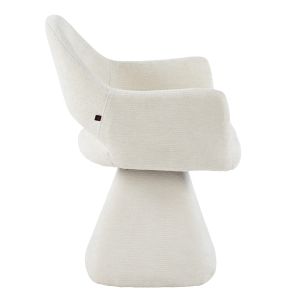 SWIVEL DINING CHAIR SIMA HM18360.02 LINEN FABRIC IN ECRU COLOR 64X61X84.5HCM