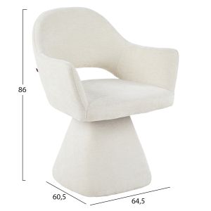 SWIVEL DINING CHAIR SIMA HM18360.02 LINEN FABRIC IN ECRU COLOR 64X61X84.5HCM
