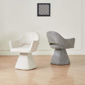 SWIVEL DINING CHAIR SIMA HM18360.02 LINEN FABRIC IN ECRU COLOR 64X61X84.5HCM