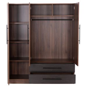 3-door wardrobe with 2 drawers Carys HM746.11 melamine in walnut/wenge color 150X55.5X160 cm.