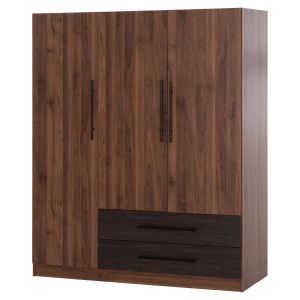 3-door wardrobe with 2 drawers Carys HM746.11 melamine in walnut/wenge color 150X55.5X160 cm.