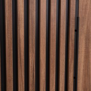 Wardrobe with 3 doors and 2 drawers Harry HM18390.01, melamine in natural wood and black, 150X55X180 cm