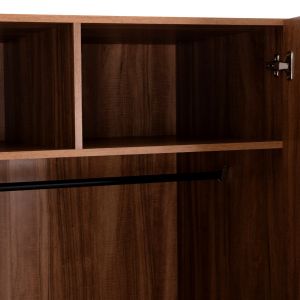 Wardrobe with 3 doors and 2 drawers Harry HM18390.01, melamine in natural wood and black, 150X55X180 cm