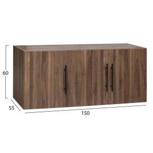 Wardrobe with 3 doors and extension Carys HM747.11 melamine in walnut color 150X55X60 cm.