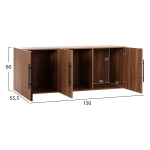 Wardrobe with 3 doors, loft, Harry HM18391.01, melamine, natural wood and black, 150X55.5X60HCM.