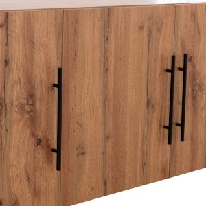 Wardrobe with 3 doors, ceiling cabinet, Carys HM747.12, melamine in natural wood color, 150X55.5X60HCM.