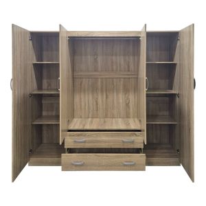 Гардероб с четири крила и 2 чекмеджета Alvia sonoma 200x51x180см