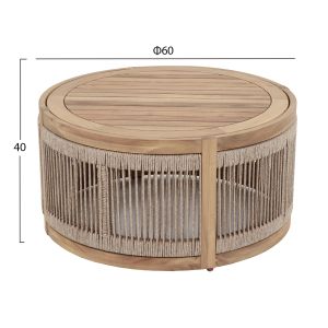 Градинска кръгла масичка за кафе серия Mormont HM6262.01 акациево дърво в естествен бежов цвят Φ60X40 см.
