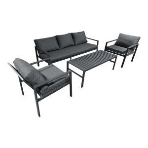 Градински сет Gardenly I, 4 части, алуминий, антрацитен цвят, с антрацитни възглавници