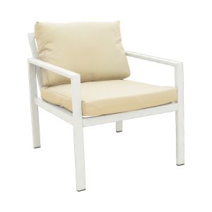 Градински сет Gardenly I, 4 части, алуминий, бял цвят, със сиво-бежови възглавници