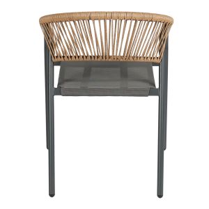 GARDEN CHAIR HOMAN HM6430.01 WITH METAL FRAME AND TEXTILE SEAT IN GREY-BEIGE, PERATAN 53.5X62X75H