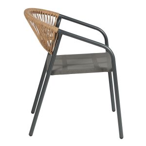 GARDEN CHAIR HOMAN HM6430.01 WITH METAL FRAME AND TEXTILE SEAT IN GREY-BEIGE, PERATAN 53.5X62X75H