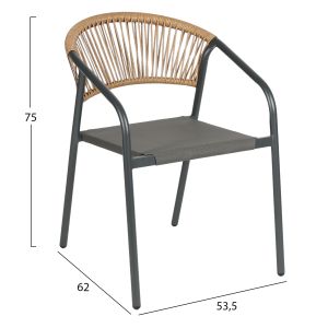 GARDEN CHAIR HOMAN HM6430.01 WITH METAL FRAME AND TEXTILE SEAT IN GREY-BEIGE, PERATAN 53.5X62X75H