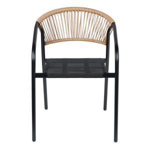 Garden chair Homan HM6430.03 with metal frame and textile seat in black-beige, upholstered 53.5X62X75H