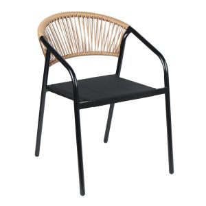 Garden chair Homan HM6430.03 with metal frame and textile seat in black-beige, upholstered 53.5X62X75H