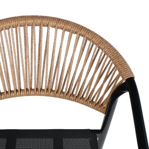 Garden chair Homan HM6430.03 with metal frame and textile seat in black-beige, upholstered 53.5X62X75H
