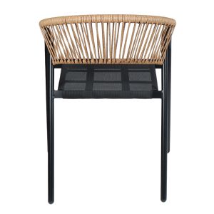 Garden chair Homan HM6430.03 with metal frame and textile seat in black-beige, upholstered 53.5X62X75H