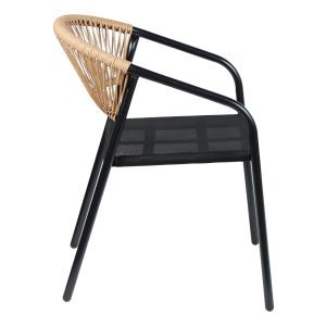 Garden chair Homan HM6430.03 with metal frame and textile seat in black-beige, upholstered 53.5X62X75H