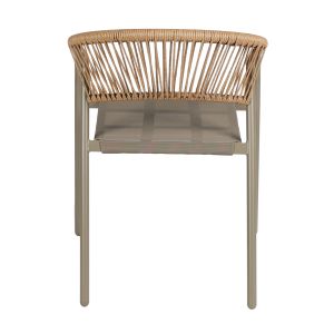 Garden chair Homan HM6430.04 with metal frame and textile in champagne-beige, perattan 53.5X62X75H