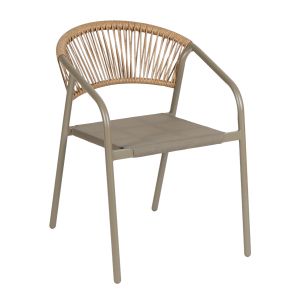 Garden chair Homan HM6430.04 with metal frame and textile in champagne-beige, perattan 53.5X62X75H