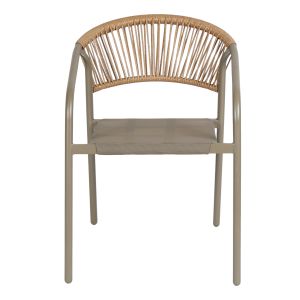Garden chair Homan HM6430.04 with metal frame and textile in champagne-beige, perattan 53.5X62X75H