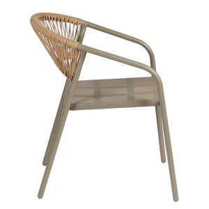 Garden chair Homan HM6430.04 with metal frame and textile in champagne-beige, perattan 53.5X62X75H