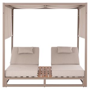 Double sun loungers with canopies Gallant HM6097.04 aluminum color cappuccino 2X2X2M