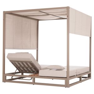 Double sun loungers with canopies Gallant HM6097.04 aluminum color cappuccino 2X2X2M