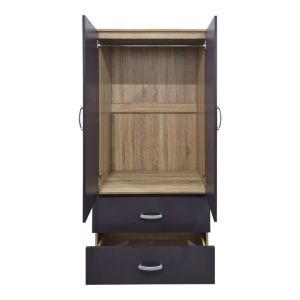 Double-wing wardrobe with 2 drawers Alvia sonoma-anthracite 80x51.5x180cm
