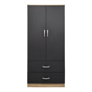 Double-wing wardrobe with 2 drawers Alvia sonoma-anthracite 80x51.5x180cm
