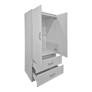 Double-wing wardrobe with 2 drawers Alvia white 80x51.5x180cm