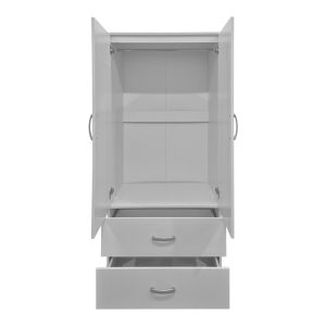 Double-wing wardrobe with 2 drawers Alvia white 80x51.5x180cm