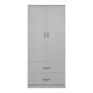 Double-wing wardrobe with 2 drawers Alvia white 80x51.5x180cm