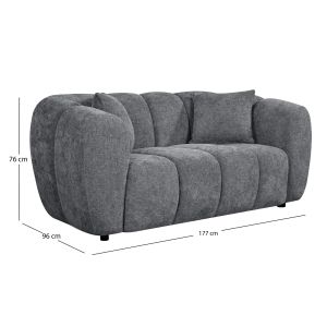 Двумесен диван, Opale, SM3320.01, сив плат, 177X96X76ВСМ.