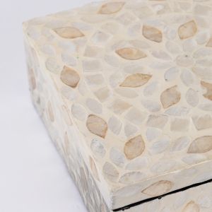 Декоративна кутия S/2, бежова, миди, преливащо бяло 20X20X8СМ / 15X15X6СМ