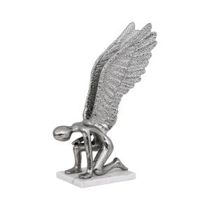 Decorative angel figure, nickel color 19X16X33CM