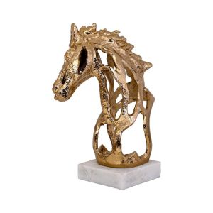 Decorative horse figurine, antique gold color 18X14X26CM