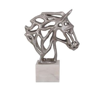 Decorative horse figure, nickel color 24X10X30CM