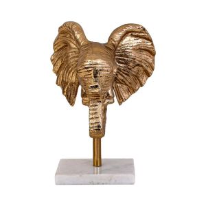 Decorative elephant head figure, antique gold color 17X14X24CM