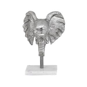 Decorative figure elephant head, nickel color 17X14X24CM