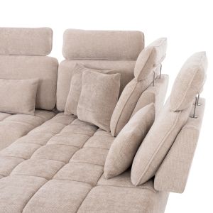 Десен ъглов 5-местен диван Myron SM3318.02R екру платов 290X110-225X110H