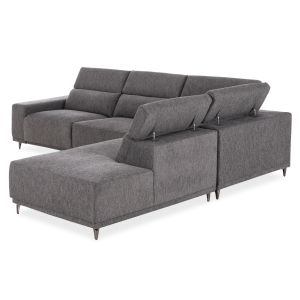 Десен ъглов 5-местен диван с регулираща се голема Lunaris SM3316.01R сив плат 307X267X94В
