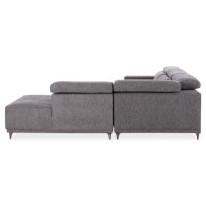 Десен ъглов 5-местен диван с регулираща се голема Lunaris SM3316.01R сив плат 307X267X94В