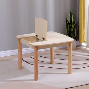 Children's table with storage space Ricki HM18339.01 MDF and birch wood in natural color 65X65X47 cm.